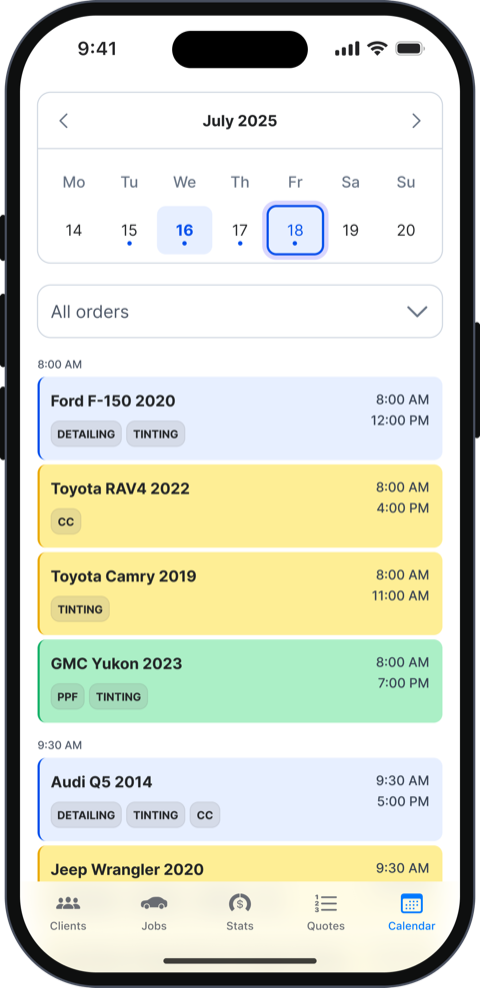 The VoxGate calendar — a day of scheduled jobs