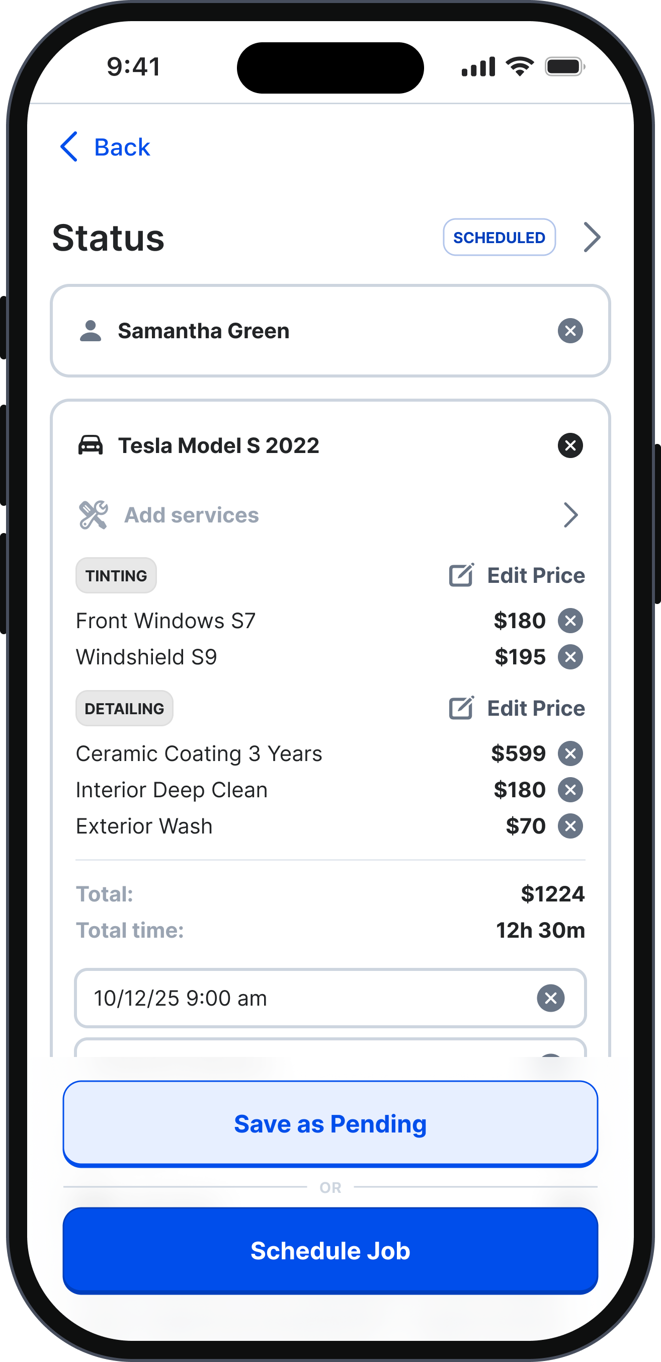 Jobs detail screen — real VoxGate app screenshot